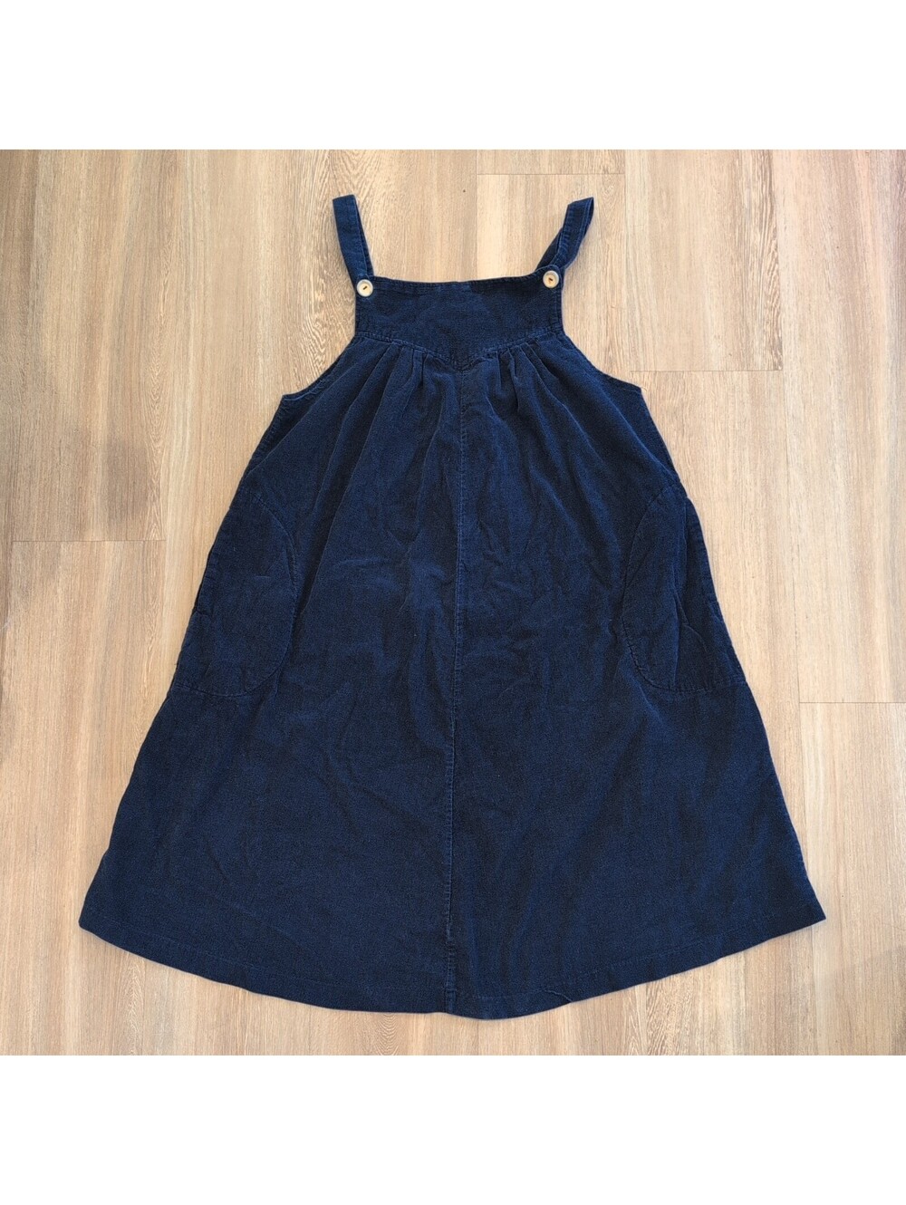 partners Navy Corduroy Midi Pleated Jumper Dress VTG 90s cottage core feminine